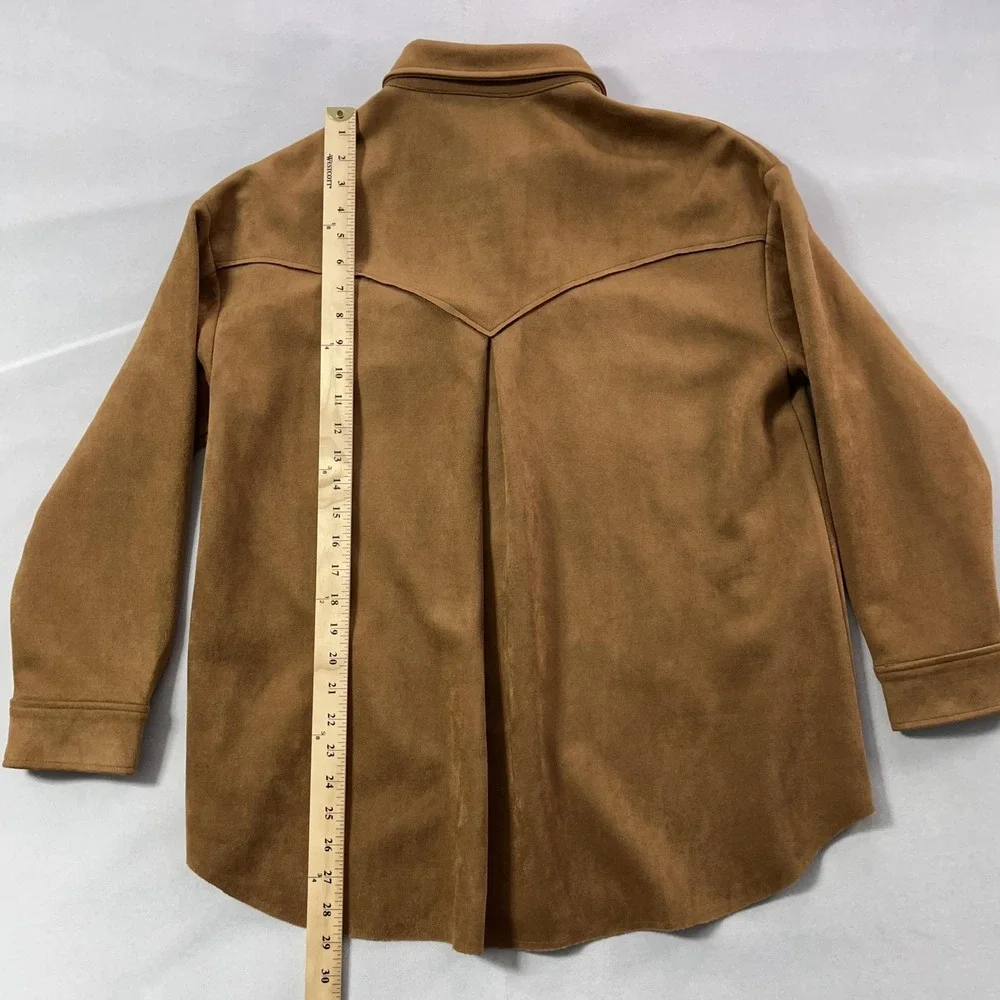 Altar'd State Jacket Womens Medium Camel Brown Faux Suede Shacket Oversized - Picture 11 of 12